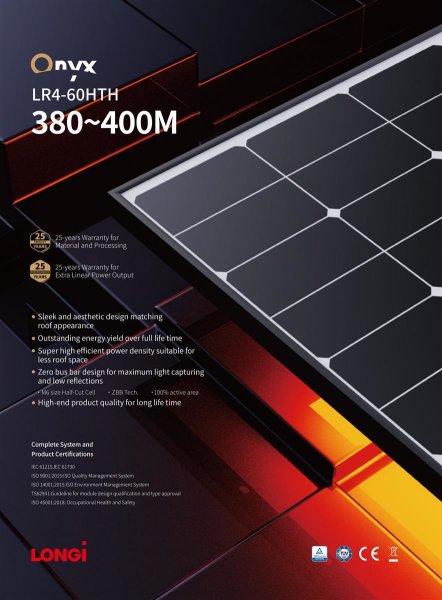 Longi LR4-60HTH-385M 385Watt Solarpanel Solarmodul monokristalin Halbzellen schwarzer Rahmen